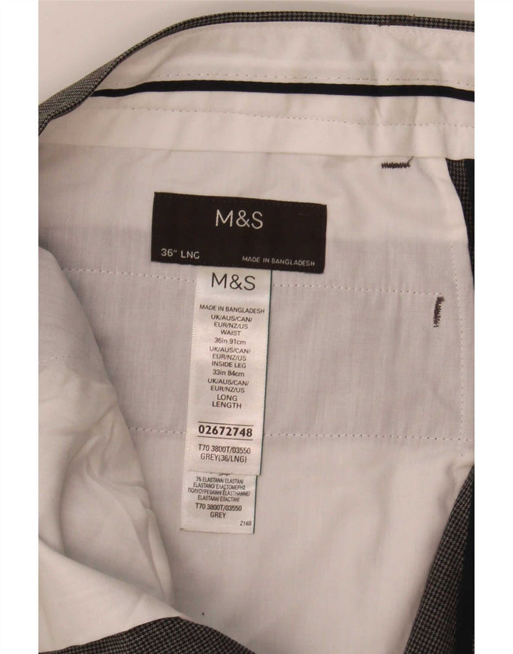 Marks & Spencer Pantalones de traje ajustados para hombre W36 L33 Gris