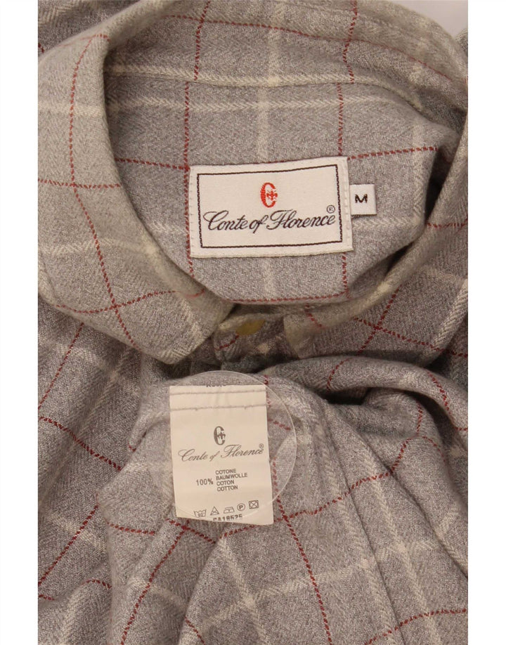 Camisa de franela para hombre Conte of Florence de algodón a cuadros gris medio