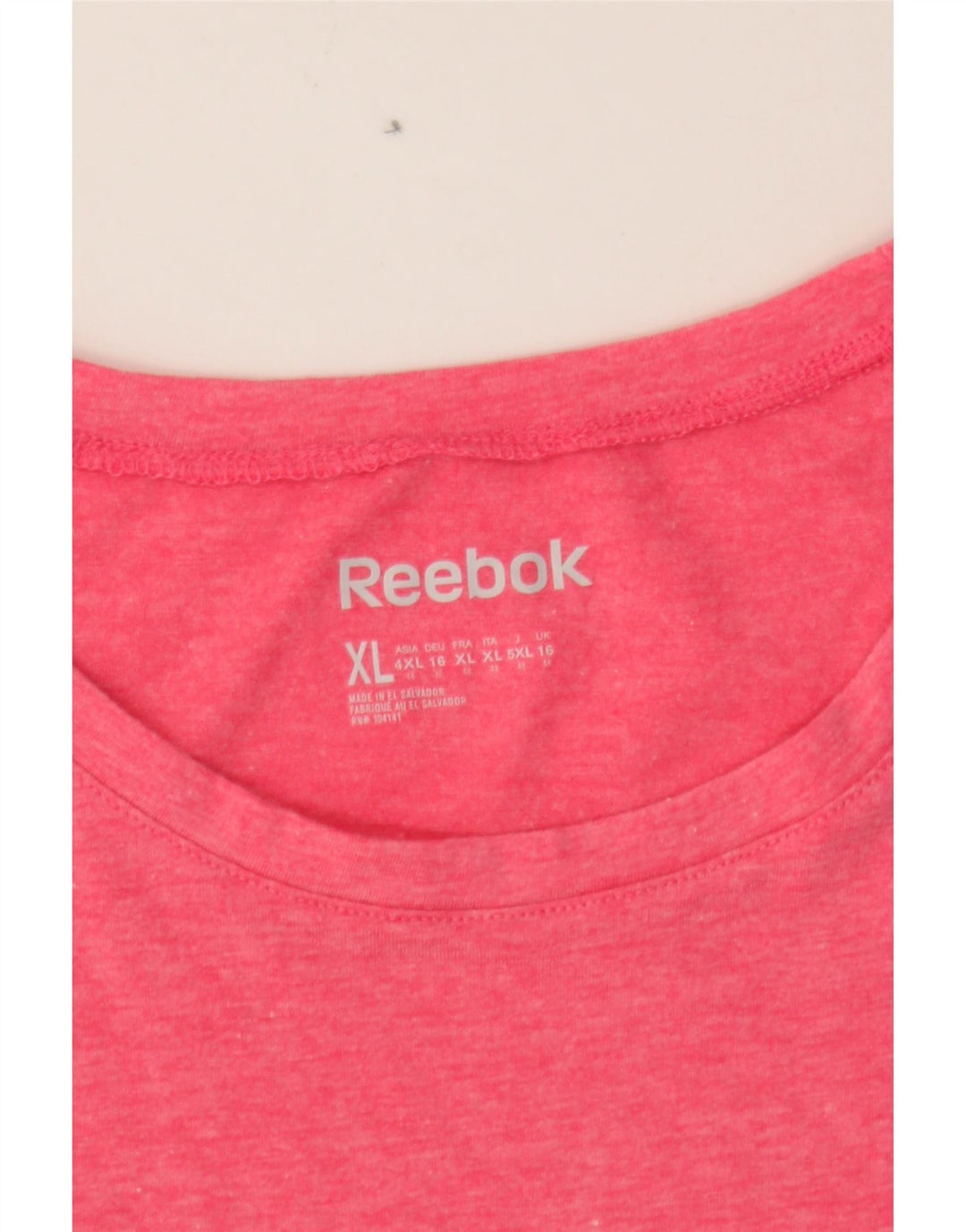 REEBOK Womens T-Shirt Top UK 16 Large Pink Polyester Vintage Reebok and Second-Hand Reebok from Messina Hembry 