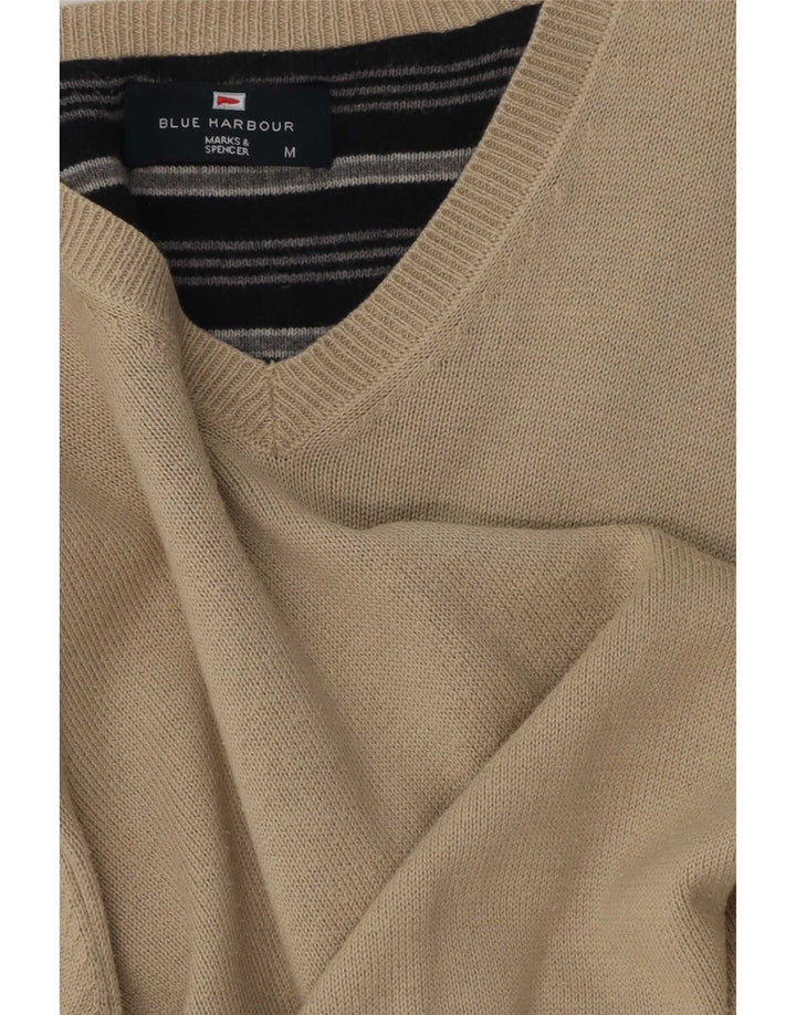 Marks & Spencer Jersey con Cuello en V Azul Harbour para Hombre Beige Medio