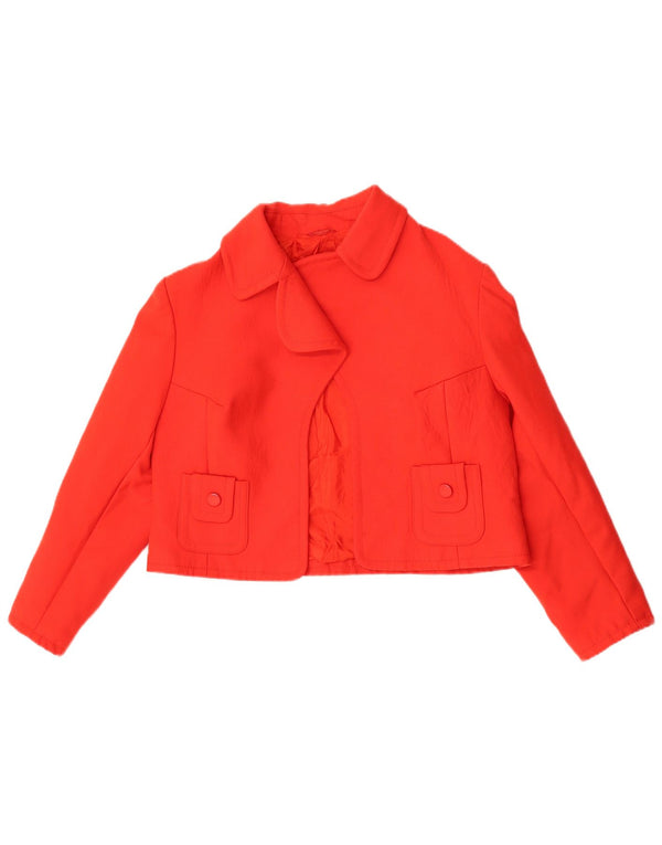 Vintage mujer Bolero chaqueta Reino Unido 14 medio rojo nueva lana