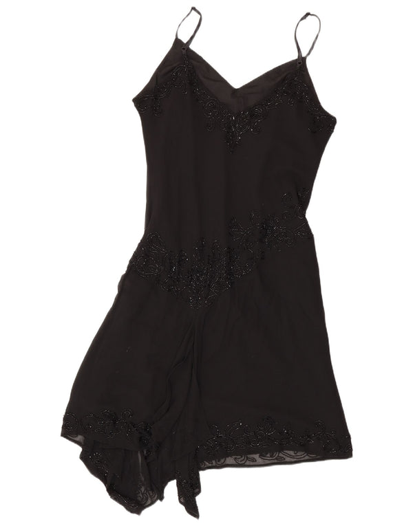 JMD Vestido lencero asimétrico para mujer UK 42 Mediano Poliéster negro
