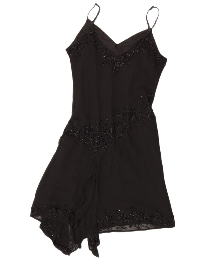 JMD Vestido lencero asimétrico para mujer UK 42 Mediano Poliéster negro