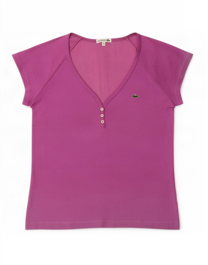 Camiseta Lacoste Mujer Top Talla 38 Mediano Morado Algodón