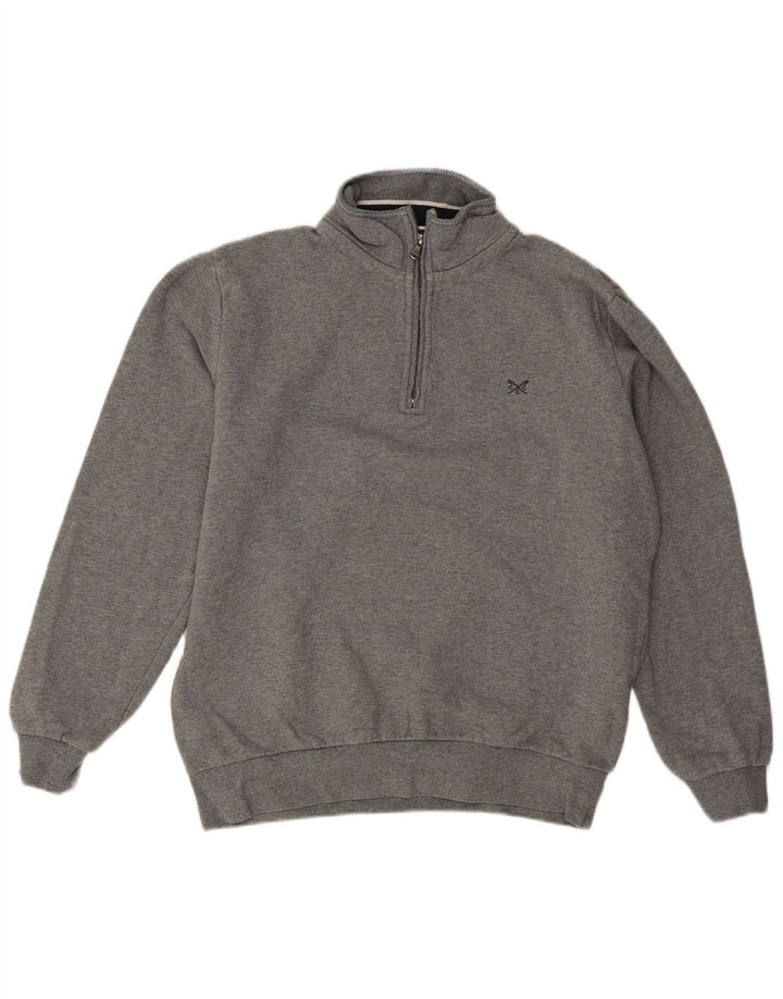 Crew Clothing - Sudadera con cuello y cremallera para hombre, jersey de algodón gris medio