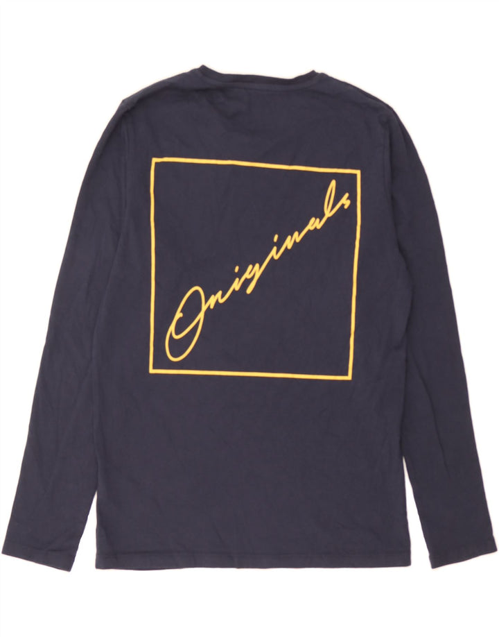 JACK & JONES Mens Graphic Top Long Sleeve Small Navy Blue Cotton Vintage Jack & Jones and Second-Hand Jack & Jones from Messina Hembry 