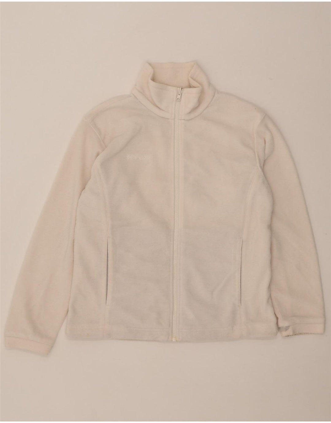 Columbia - Chaqueta polar para mujer (talla 40), poliéster blanco mediano