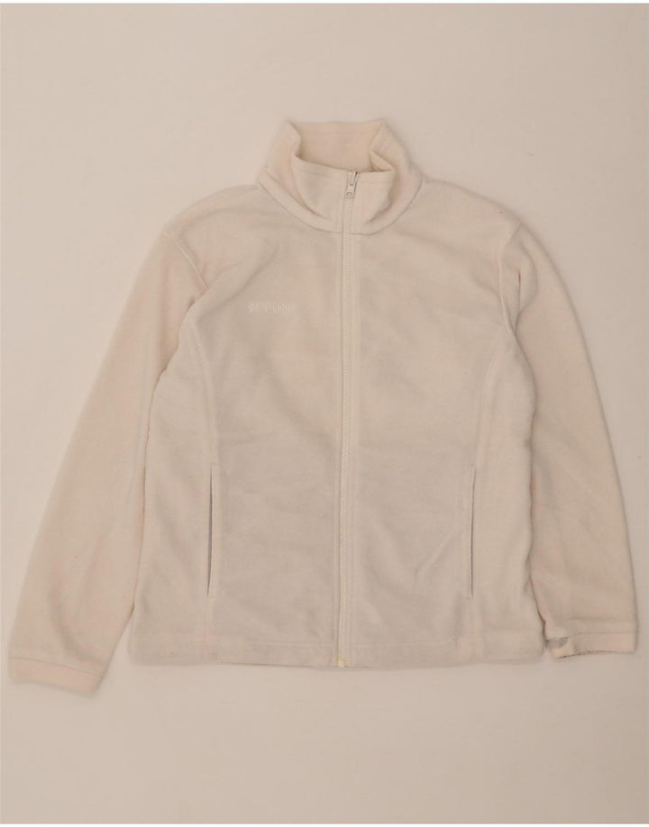 Columbia - Chaqueta polar para mujer (talla 40), poliéster blanco mediano