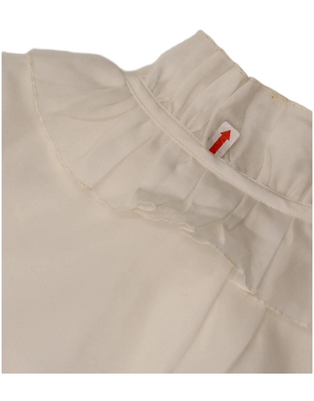 VINTAGE Blusa de camisa delantera con volantes para mujer Reino Unido 16 Blanco grande