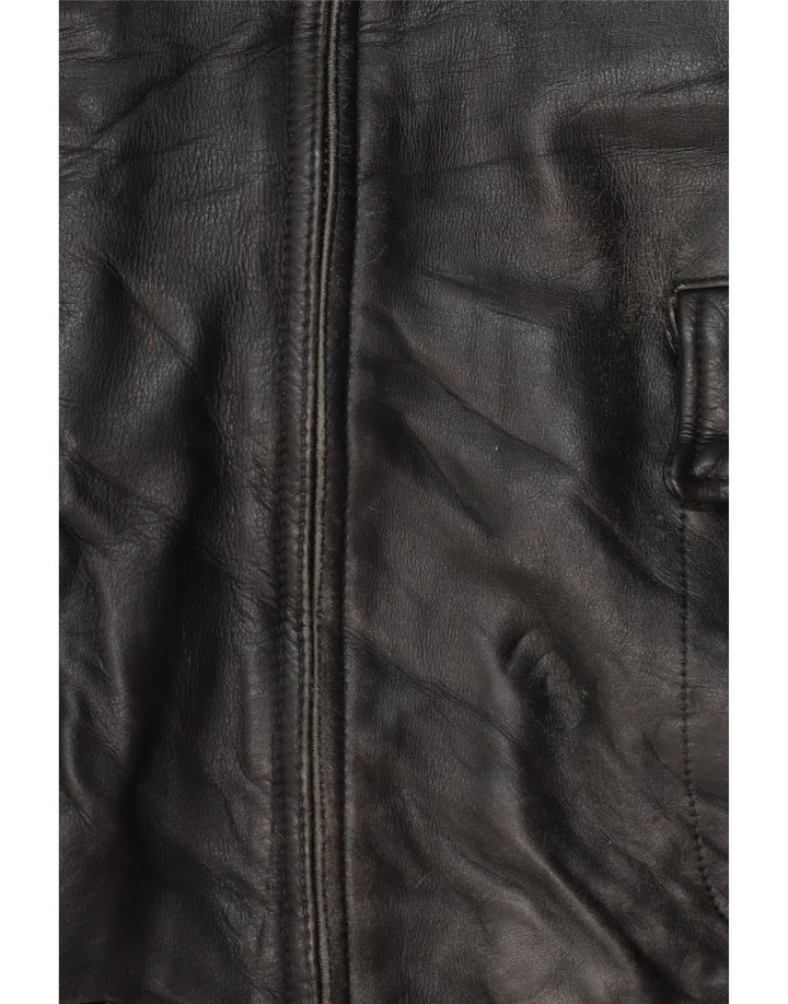 Brooksfield Chaqueta de cuero para hombre UK 40 Grande Cuero negro Clásico