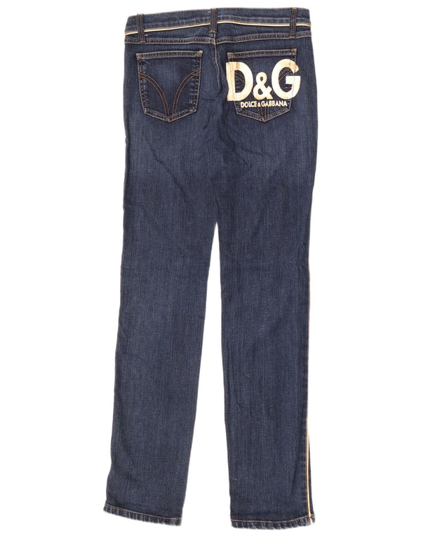 Dolce & Gabbana Vaqueros ajustados con gráfico para mujer IT 42 Medium W28 L34 Azul marino