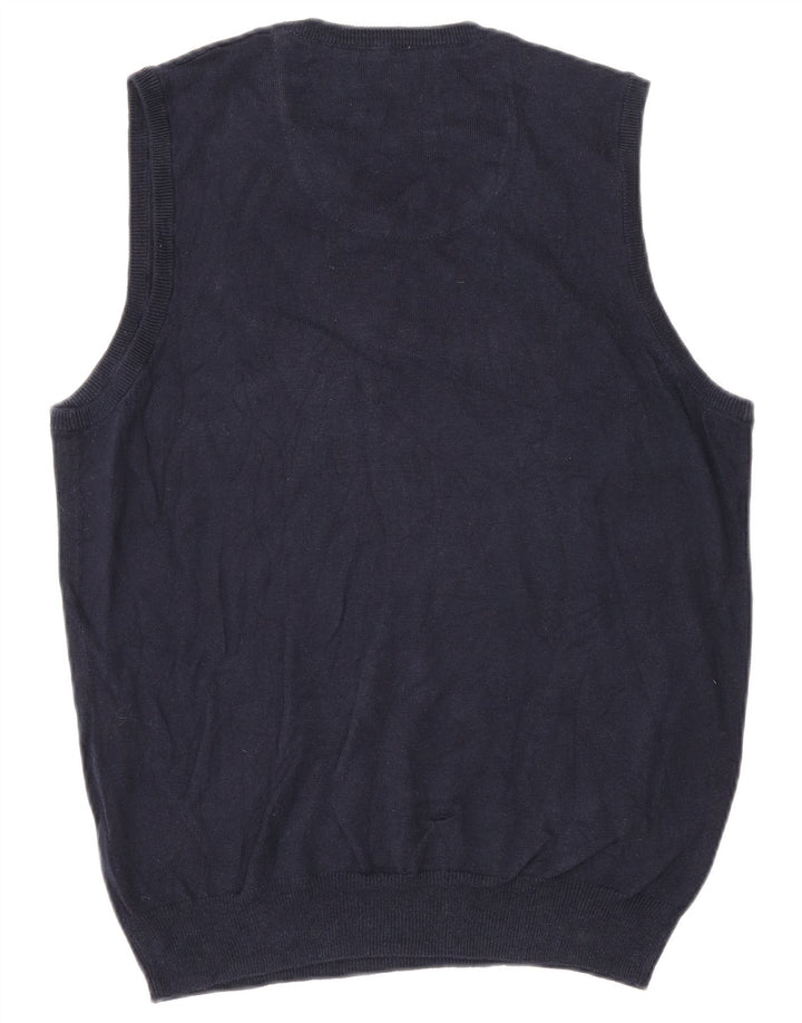 Vintage hombres chaleco tanque top pequeño algodón azul marino