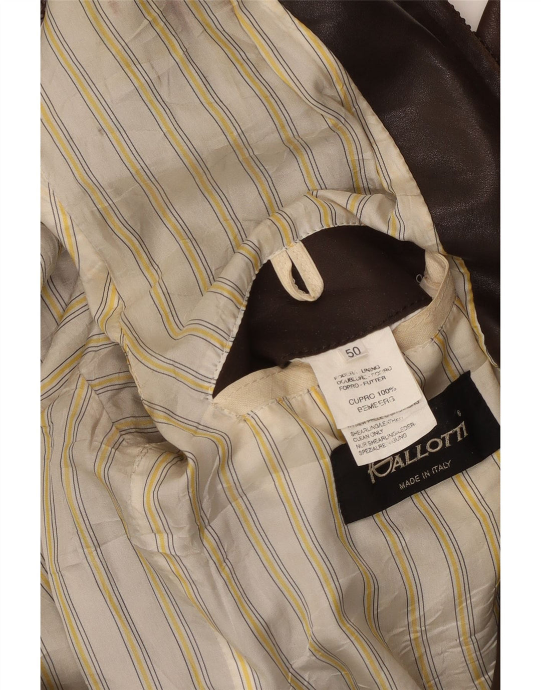 GALLOTTI Chaqueta Bomber de Cuero para Hombre IT 50 Grande Cuero Marrón