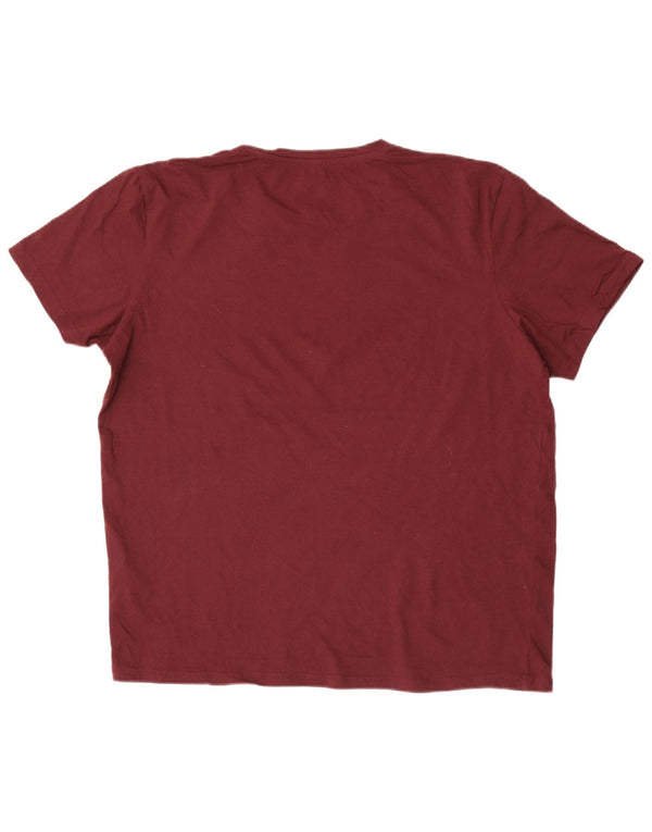 Jack & Jones Hombre Camiseta Gráfica Top XL Algodón Burdeos