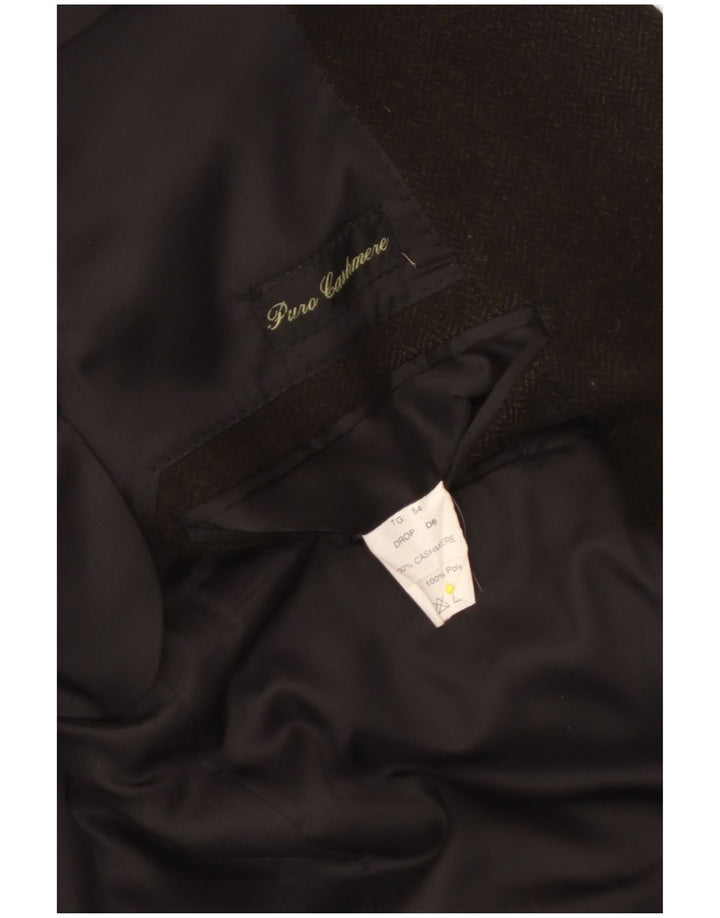 Vintage hombres 3 botones chaqueta blazer IT 54 2XL caqui espiga cachemira