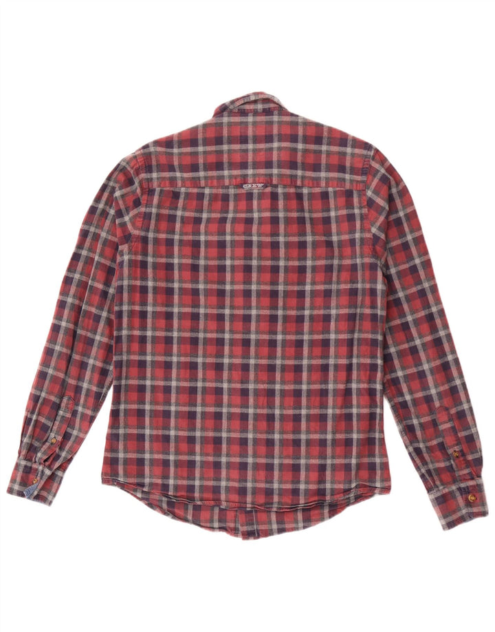 Crew Clothing Camisa de franela para hombre Algodón a cuadros rojos pequeños