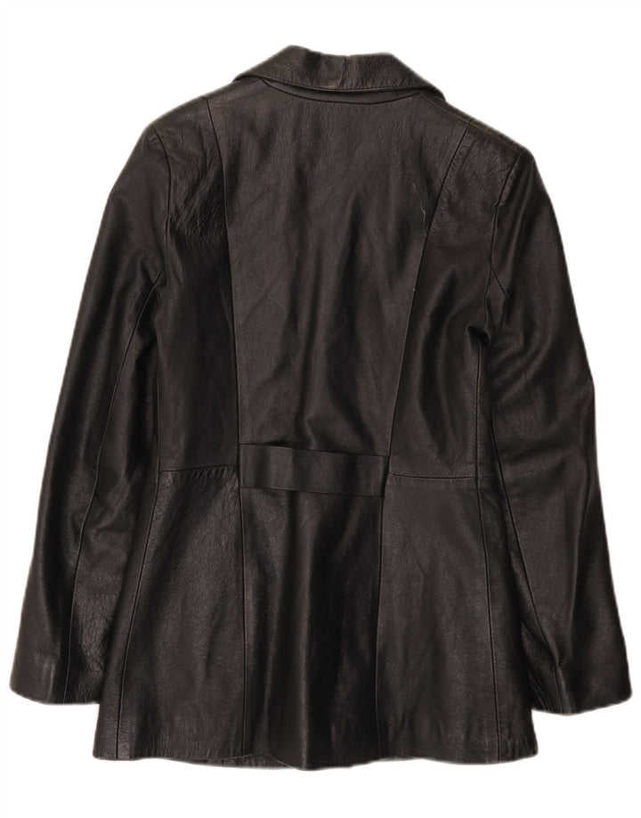 Vintage mujer chaqueta de cuero Reino Unido 8 pequeño cuero negro