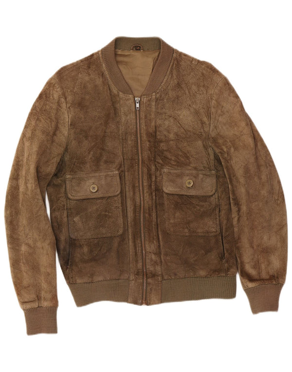 Vintage mujer ante bomber chaqueta IT 50 XL cuero caqui