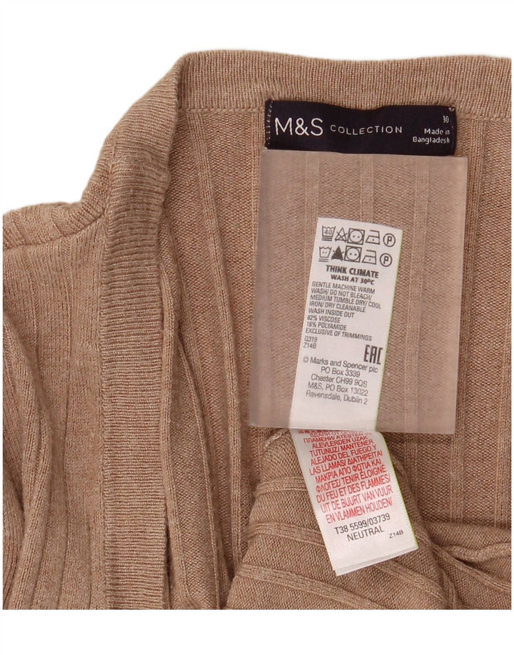 Marks & Spencer Suéter Cárdigan Abierto Largo para Mujer UK 10 Small Beige