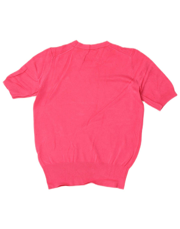 Zara Mujer Crop Manga Corta Cuello Redondo Jersey Jersey UK 10 Small Pink