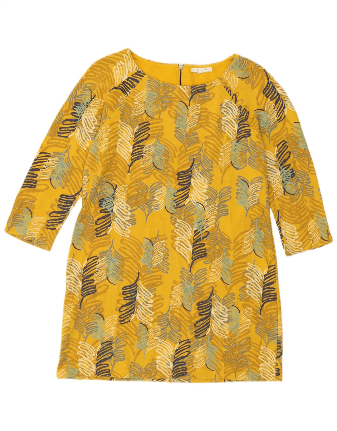White Stuff Vestido recto de manga 3/4 para mujer UK 44 Medio Amarillo Floral