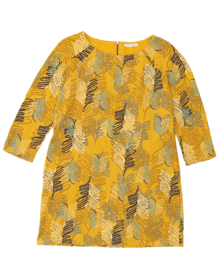 White Stuff Vestido recto de manga 3/4 para mujer UK 44 Medio Amarillo Floral