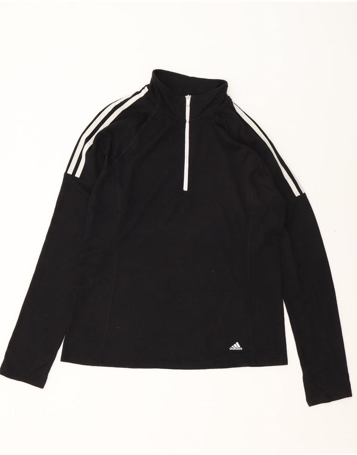 Adidas Mens Zip Neck Jersey Chándal Top Medio Negro Poliéster