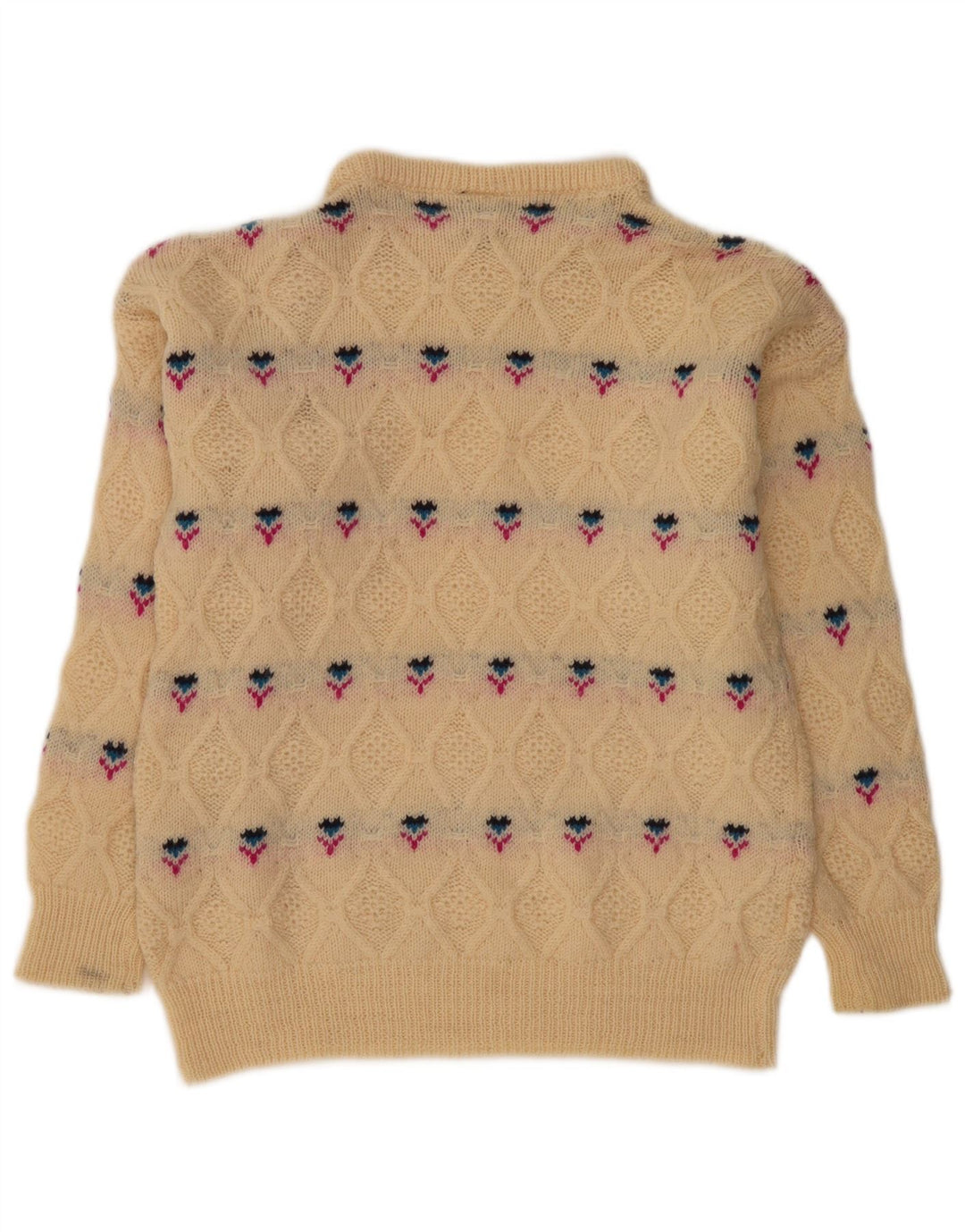 WALBUSCH Suéter tipo jersey con cuello alto para mujer Reino Unido 40 Grande Beige Fair Isle