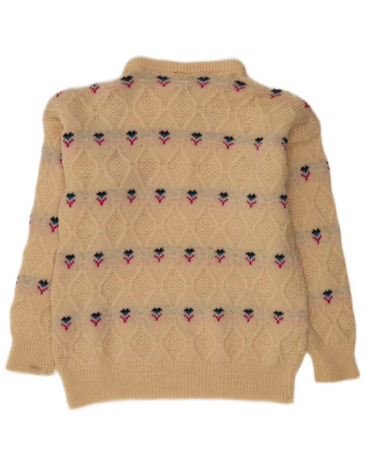 WALBUSCH Suéter tipo jersey con cuello alto para mujer Reino Unido 40 Grande Beige Fair Isle