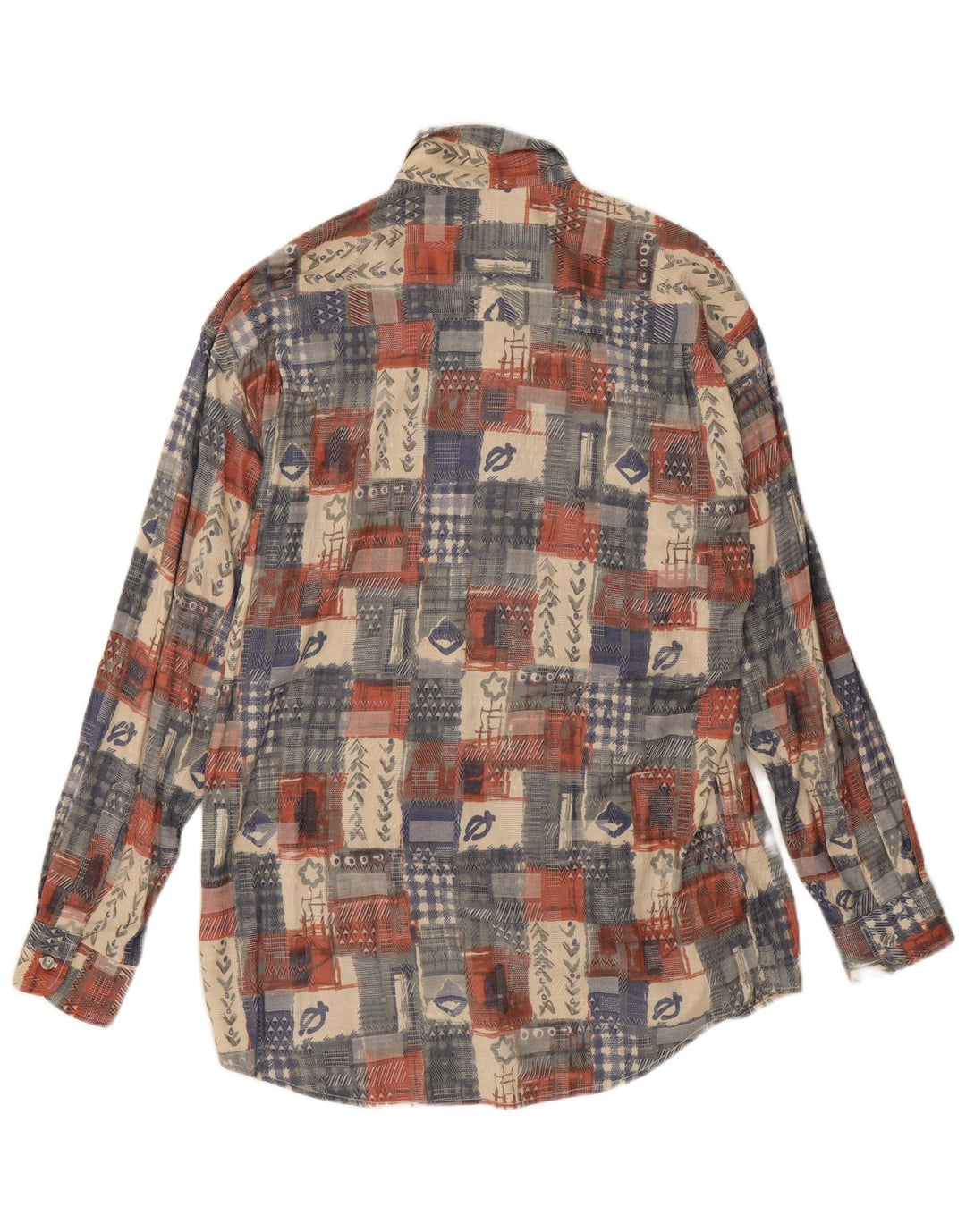 Canda Camisa Hombre Talla 41/42 16 1/2 Grande Viscosa Patchwork Multicolor