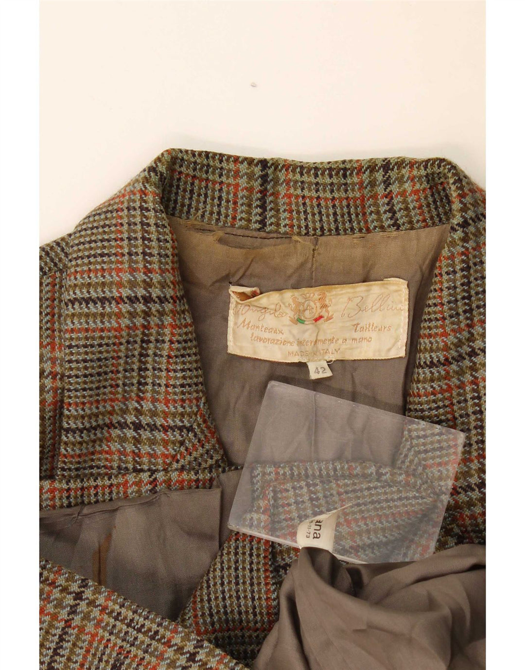 Vintage mujer 2 botones Blazer chaqueta IT 42 lana de pata de gallo verde medio