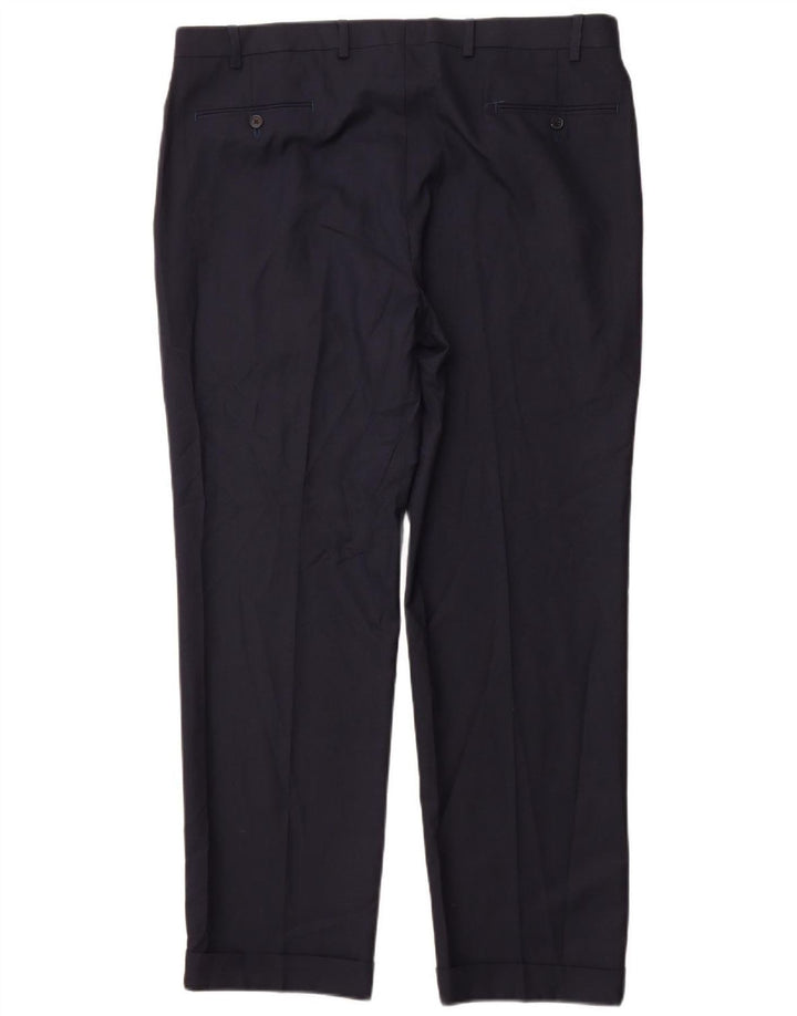 Ralph Lauren Pantalón de traje con pinzas para hombre W38 L32 Poliéster azul marino