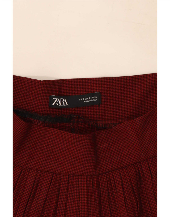 Zara Mujer Cullotes Shorts Small W26 Red Houndstooth