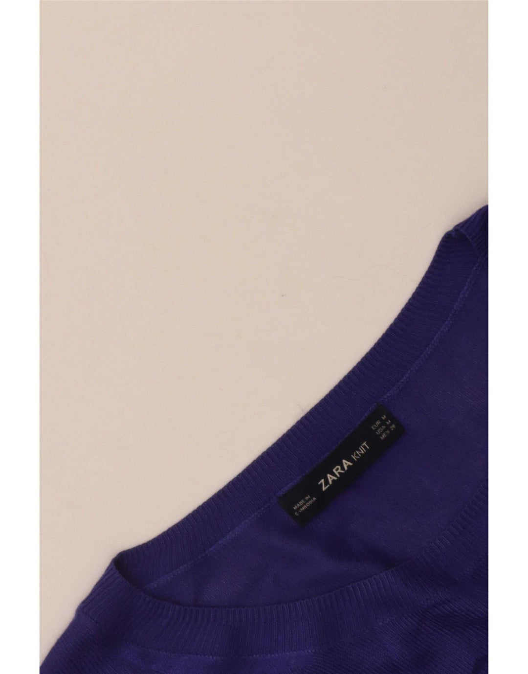Zara Mujer Crop Jersey De Cuello Redondo De Gran Tamaño UK 44 Medio Púrpura