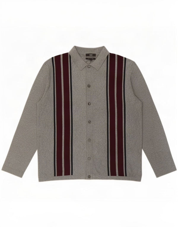 Camisa Marks & Spencer para hombre XL Algodón a rayas gris