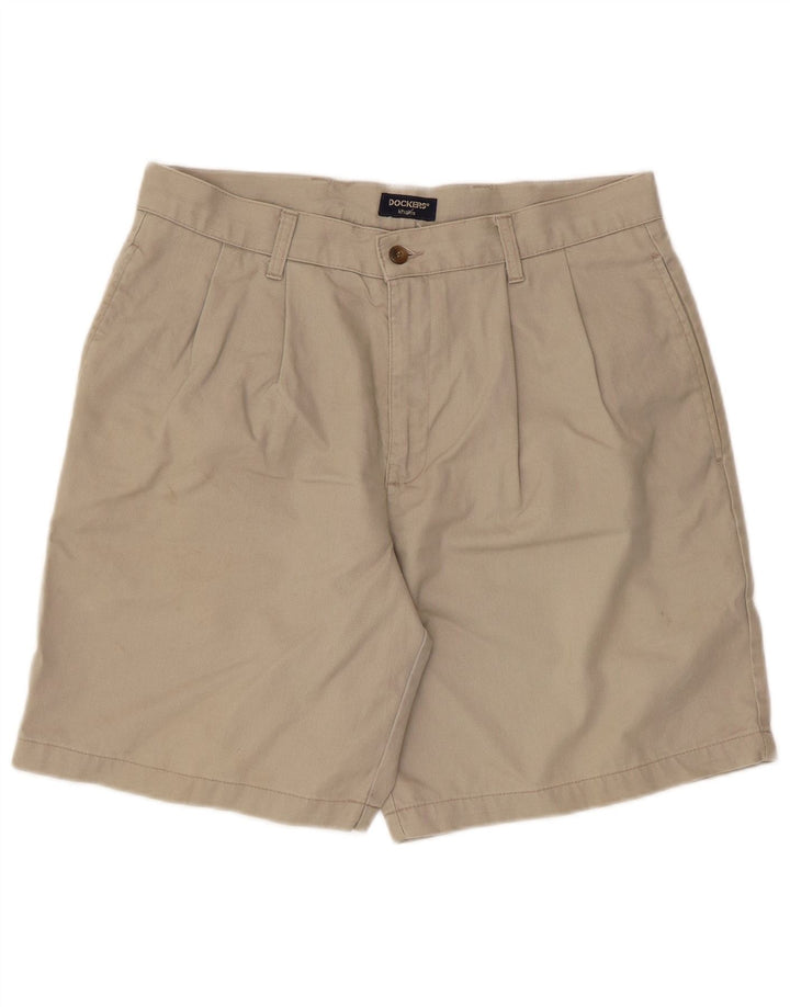 Dockers Pantalones cortos chinos con pinzas color caqui para hombre W33 Algodón beige medio