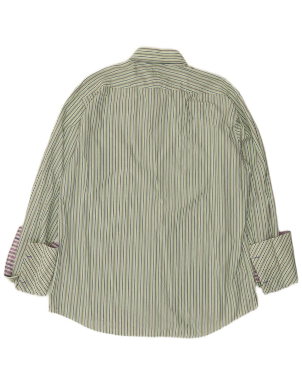 Paul Smith Camisa formal para hombre Talla 45 17 1/2 XL Algodón a rayas verdes