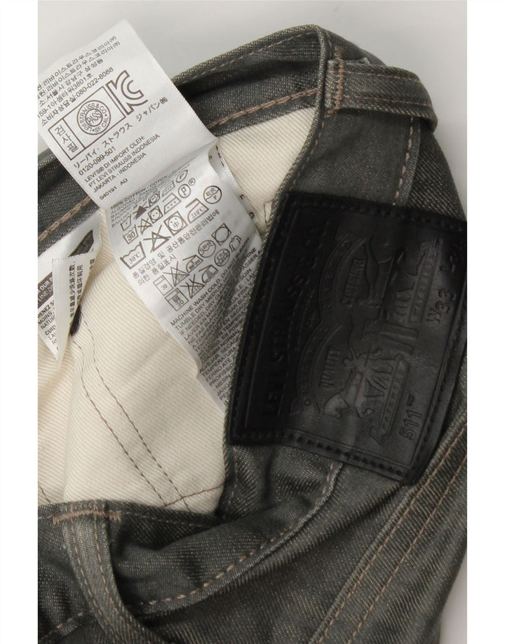 Levi's Hombre 511 Slim Jeans W33 L34 Algodón Gris