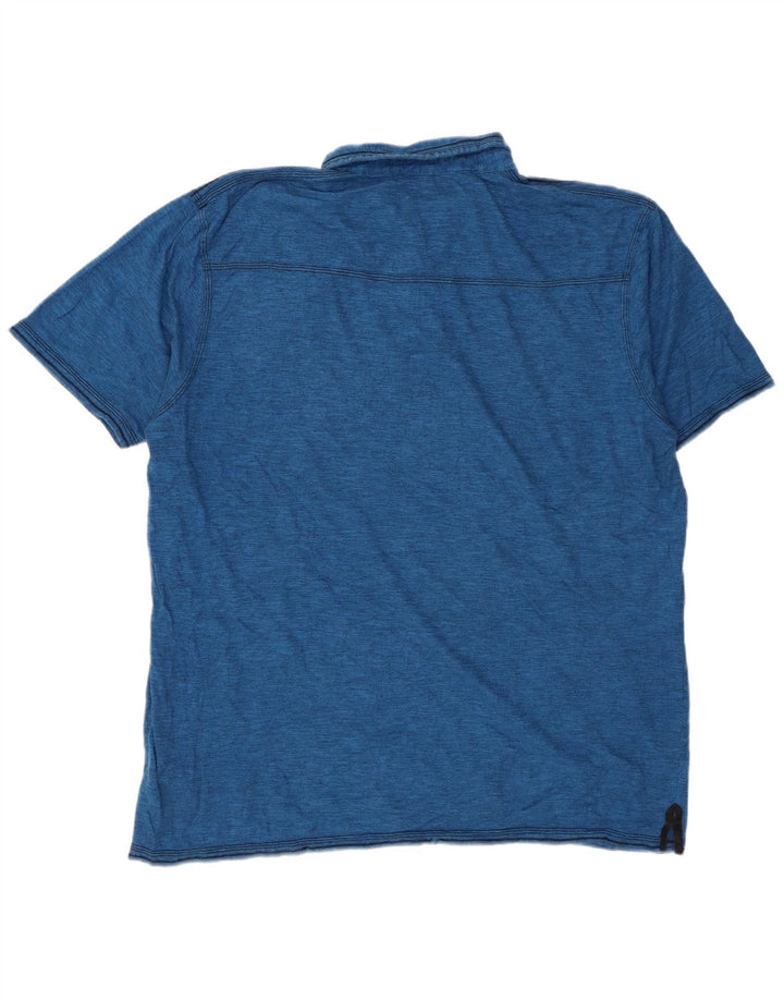 BKE Polo para hombre 2XL Algodón moteado azul