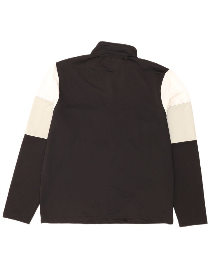 FILA Hombre Zip Neck Pullover Chándal Top XL Negro Colorblock Poliéster