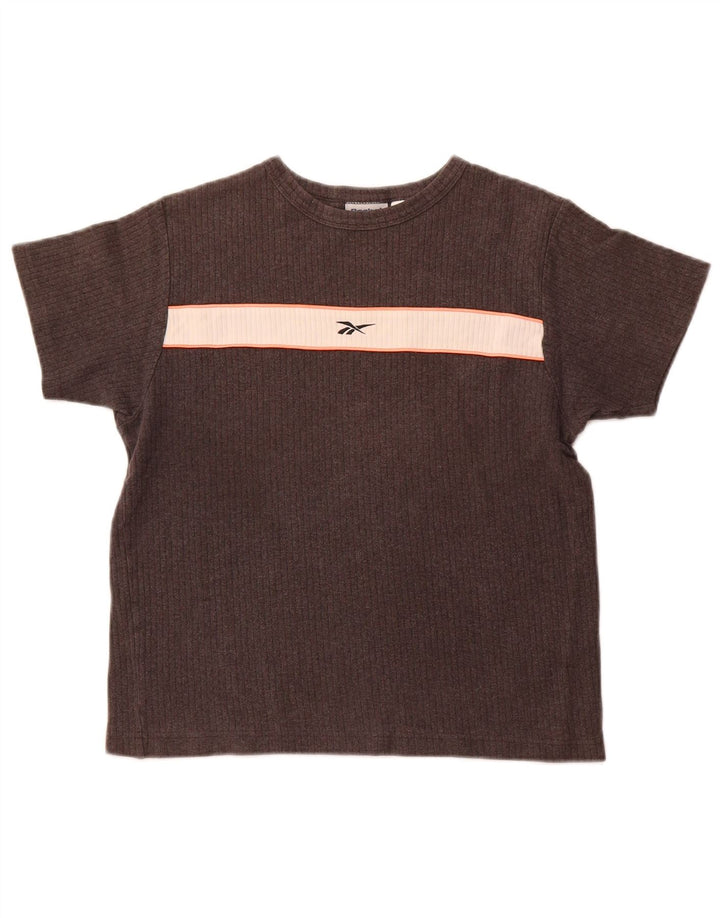 REEBOK Camiseta para mujer Top UK 12 Algodón gris medio con bloques de color