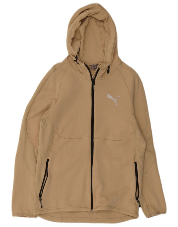 Puma Hombre Zip Sudadera Con Capucha Suéter Medio Algodón Beige