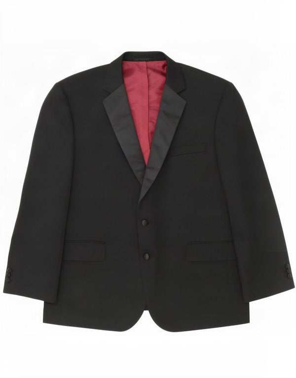 Marks & Spencer Mens 2 Button Blazer Jacket UK 48 2XL Black Polyester