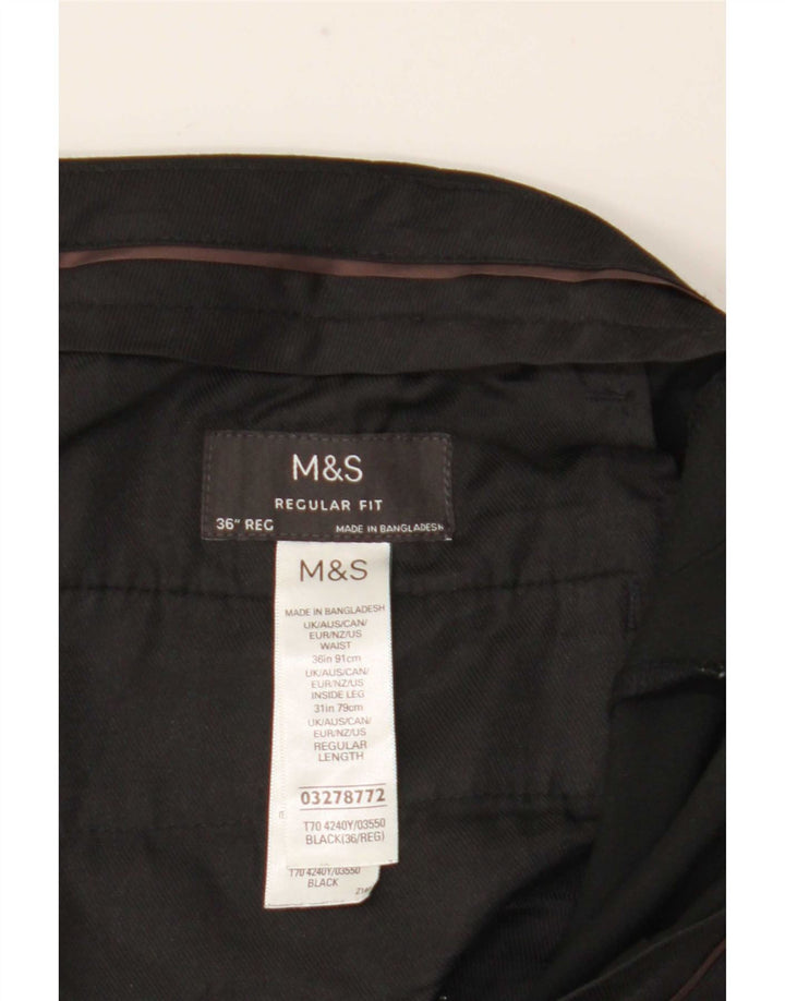 Marks & Spencer Pantalones de traje rectos de corte regular para hombre W36 L31 Negro