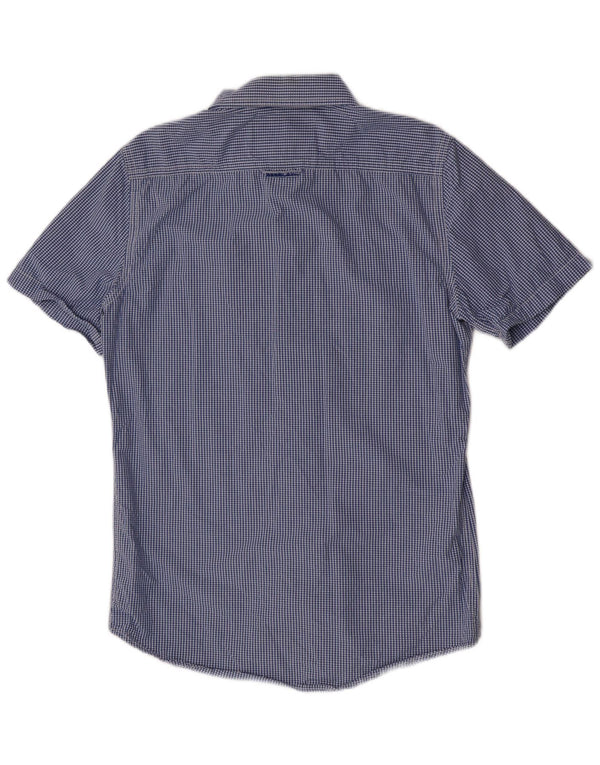 Superdry Camisa De Manga Corta De Algodón A Cuadros Azul Medio