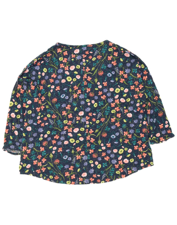 Marks & Spencer Top para mujer manga 3/4 UK 22 3XL Poliéster floral azul marino