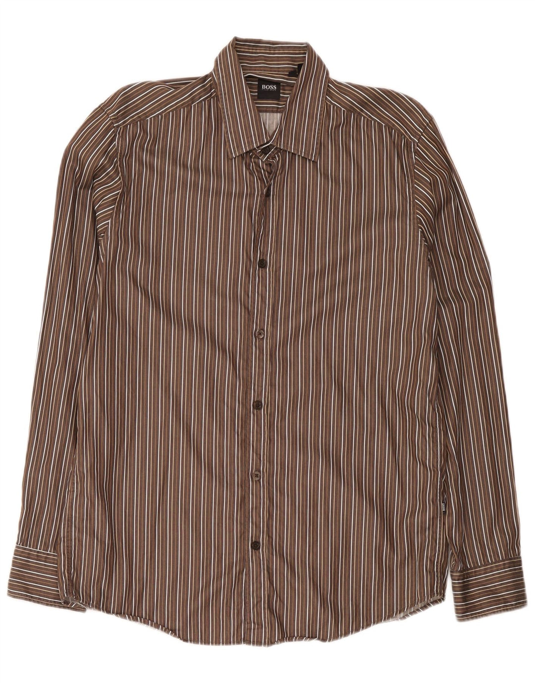 Camisas HUGO BOSS Hombre | Camisa de algodón con rayas diplomáticas marrón medio