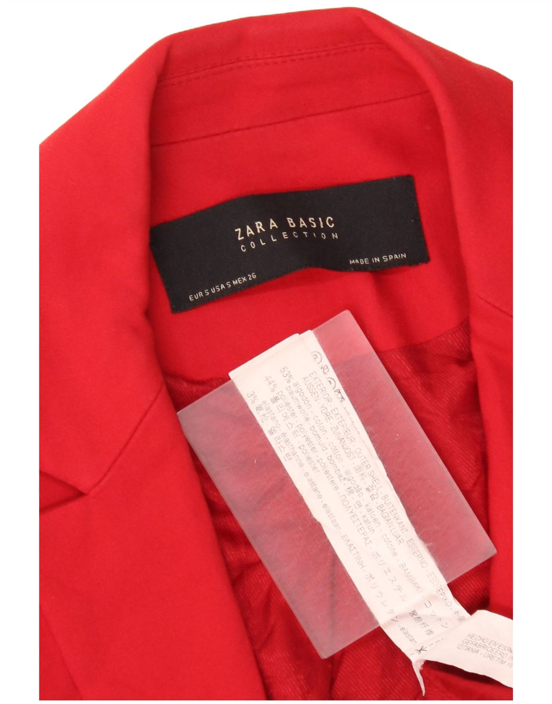 Zara - Chaqueta tipo blazer con 1 botón para mujer, talla 40, talla pequeña, algodón rojo