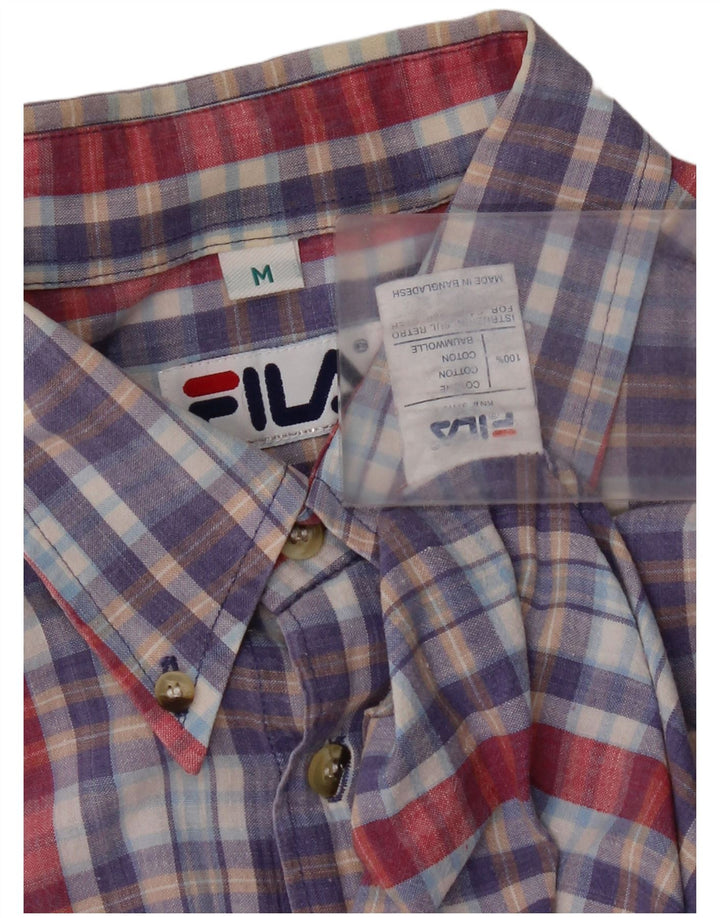 Fila Camisa de manga corta para hombre de algodón a cuadros multicolor mediano