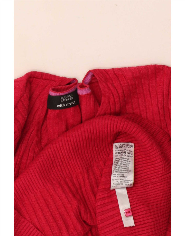 Marks & Spencer Top para mujer de manga larga UK 44 Viscosa roja mediana